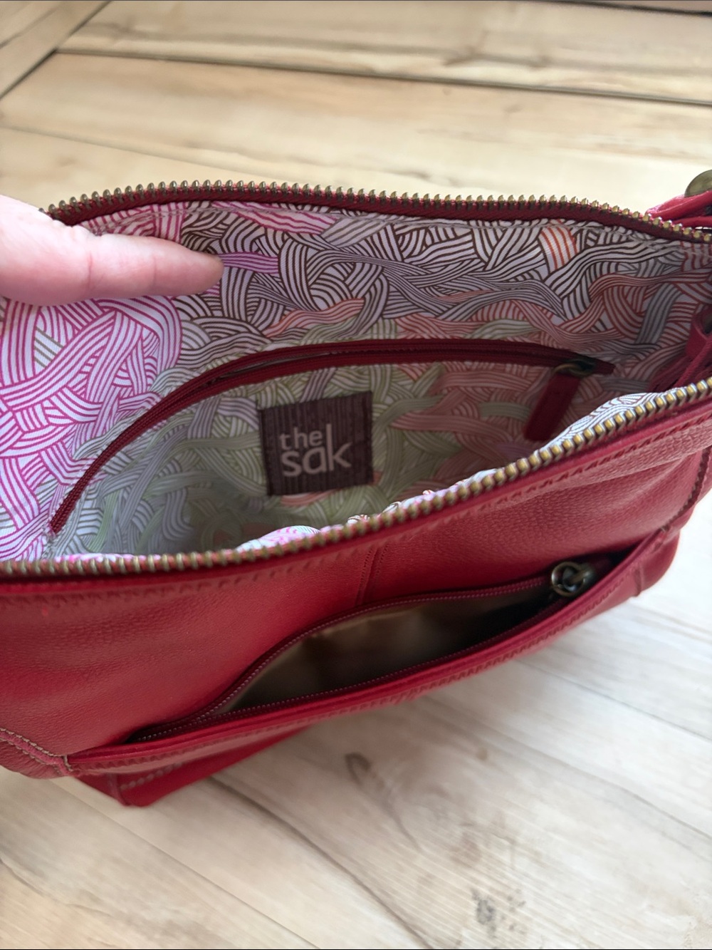 The Sak Red Leather Crossbody Bag with Adjustable Strap - Picture 3 of 9
